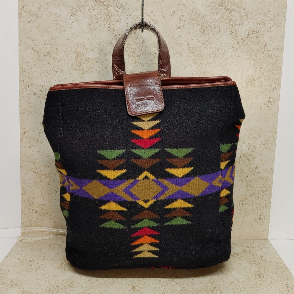 Pendleton Wool Backpack Southwestern Pattern Leather Trim